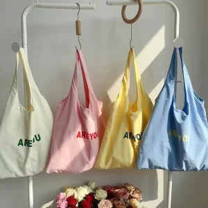New Niche Letter Printed Shoulder Bag Large Capacity Designer Style Versatile Canvas Women’s Shopping Bag Portable Urban