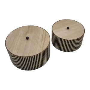 Nice Quality New Luxury Custom Logo Handmade Bamboo Wooden Case Cylinder Wooden Storage Box