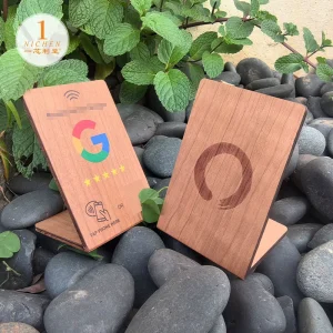 Nichen One FSC Natural Wooden NFC Google Review Card Wooden NFC Tap Plate Display Stand NFC Rating Card Wood