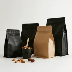 No Print ECO Friendly Black Kraft Paper Bag Stand up Zipper Bag 250g 500g 1kg Coffee Tea Candy Nut Packing Pouch in Stock