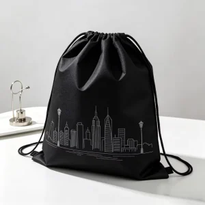 Non Woven Fabric Simple Drawstring Dust Bags Custom Logo Recyclable Garment Storage Pouches for Clothing Shop