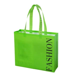 Non Woven Tote Bag Custom Logo Neon Green Reusable Shopping Bag with Printed Handles Boutique Trendy