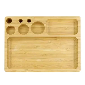 Non slip Kitchen Accessories Hotel Cafe Coffee Cake Holder Bamboo Platter Wooden Rolling Tray Tobacco Storage