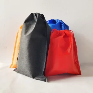 Non woven Drawstring Shoe Dust proof Storage Bag Double cord Closure Ready Stock Customizable Heat Transfer Printed Advertising