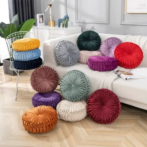 Nordic Handmade Plush Round Pillow Cushion with Filling Light Luxury Style for Sofa and Bedside Use