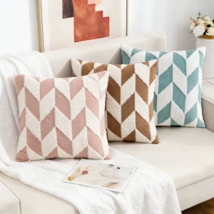 Nordic Style Cozy Geometric Abstraction Velvet Pillowcase Sofa Plush Square Cushion Cover Home Headboard Jacquard Lumbar Support