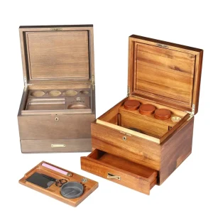 ODM OEM Solid Wood Bamboo Reusable Stash Box with Rolling Tray Handmade for Chocolate Storage or Timber Use