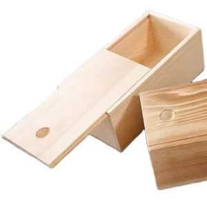 OEM Bamboo Box with Sliding Lid Pine Packaging Plain Wooden Box
