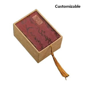 OEM Custom Chinese Silk Top Wooden Box Handmade Tassel Sliding Bamboo Box for Bracelet Pendant Tea Packaging