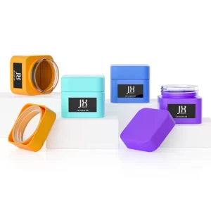 OEM Custom Logo Colored Wide Mouth Flower Child Resistant Square Glass Jars with Screw Lid for Child Resistant Packaging