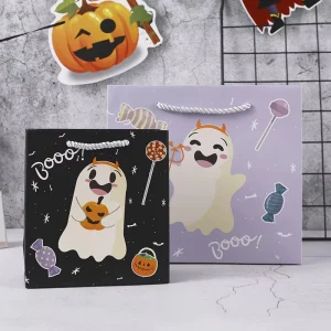 OEM Custom Logo Full Page Printing Luxury Recyclable Paperboard Bags for Candy Gift Packaging Halloween Festival Events