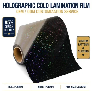 OEM Custom Pattern Self Adhesive Holographic Film Star Sparkle 80mic Crystal Clear for Photo Album Hardcover Book Cover