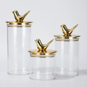 OEM Kitchen Household Airtight Food-Grade Transparent Round Glass Jars with Plastic/Bamboo Lid Moisture-Proof Jar