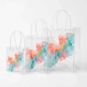 OEM Manufacturer Transparent PVC Shopping Bag Custom Logo Waterproof Reusable Handbag for Wedding Bridal Party Favor
