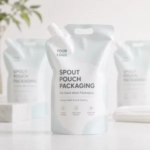 OEM ODM Liquid Packaging Spout Bag Custom Logo Print Handle Stand up Base Empty Plastic Refill Spout Pouch