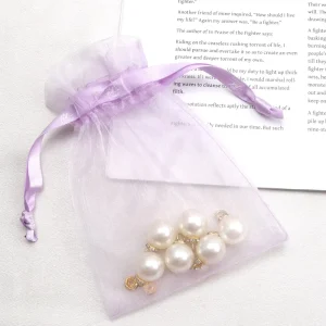 Oem Custom Mesh Organza Pouch Jewelry Drawstring Gift Perfume Packing Bag Luxury Pink Wedding Party Favor Organza Bag