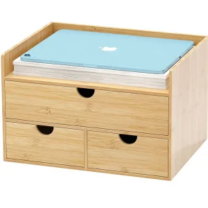Office Home Toiletries Bamboo Desk Drawer Organizer Tabletop Storage Box Large Desktop 3 Drawer Shelf No Assembly Required
