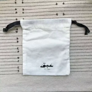 Organic Cotton Canvas Drawstring Dust Pouch with Custom Logo for Jewelry Shopping Bag