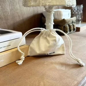 Organic Cotton Canvas Dust Bag Pouch with Custom Logo Print Recyclable Gift Bag with Double Strings