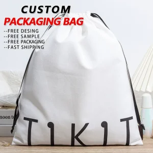 Organic Cotton Printed Muslin Canvas Drawstring Bag Custom Logo Large Nature Cotton Dust Packaging Bag for Handbag Shoe Dust Bag