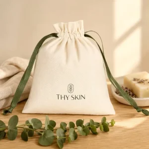 Organic Cotton Printed Muslin Drawstring Bags Custom Logo Large Linen Cotton Dust Packaging Bag for Purse Shoe Handbags