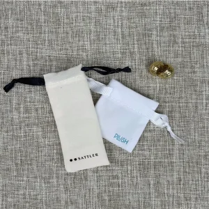 Organic Cotton Velvet Jewelry Pouch Soft Small Calico Flannel Fabric Recyclable Drawstring Dust Bag for Gift
