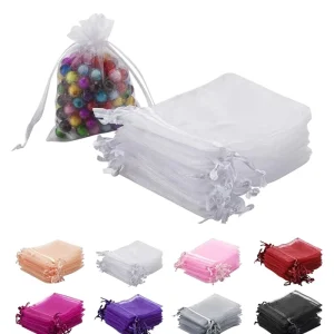 Organza Bags Bulk Drawstring Sheer Fabric Jewelry Pouches Wedding Party Christmas Favor Gift Bags RTS Delivery