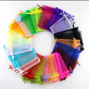 Organza Clear Colorful Cloth Drawstring Bag for Jewelry Storage Beauty Makeup Dust Sack