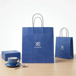 Oversized Logo Paper Shopping Bags Long Handle Durable for Retail Clothing Stores