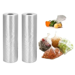 PE Food Storage Bags Clear Produce Roll Bags Leak Proof Perforated Tear Resistant for Vegetable Bread Snack