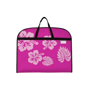 PE Material Printed Fashion Garment Storage Bag with Hibiscus Palm Leaf Patterns