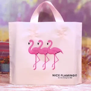 PE Plastic Shopping Gifts Bags with Soft-loop Handle for Packing Garment Plastic Bag Plastic Grocery Carry Bag