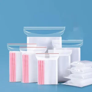 PE Self sealing Valve Zipper Top Resealable Transparent Food Sealing Large Size Cookie Packaging Custom Plastic Bag