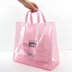 PE Tote Bag Embossing Recyclable Exhibition Supermarket Transparent Moisture Proof High Pressure Customizable Size Portable