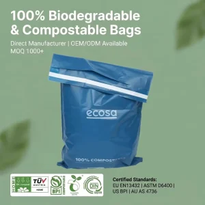 PLA PBAT Biodegradable Plastic Courier Bag Poly Mailer Bags With Pocket Custom Printed Logo for Clothing Packaging