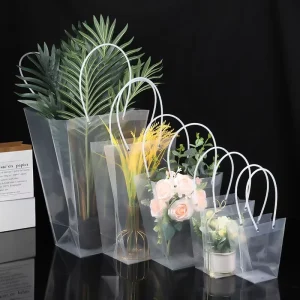 PP Transparent Trapezoidal Waterproof Bag Dot PVC Flower Rose Bag Bouquet Material Florist Supplies