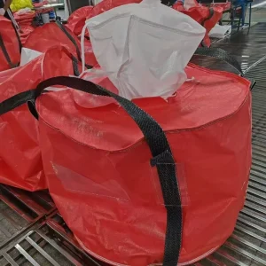 PP Woven FIBC Jumbo Bulk Bag Red Lifting Loops 1 Ton Large Capacity Container Bag for Sand Grain Construction Storage