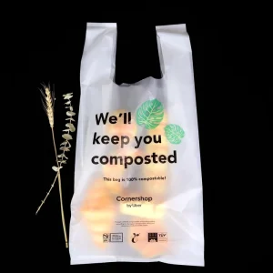 PPWR Biodegradable Plastic Compostable Shopping Bags Custom Logo Grocery Bag Reusable T Shirt Bags for Supermarket