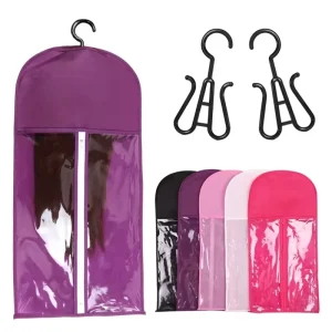 PVC Non woven Wig Storage Bag With Hair Hook for Multiple Wigs 1Set Portable Dust proof Bag