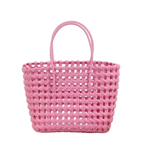 PVC Woven Tote Hollow Handbag Handmade Women Beach Bags Handwoven Straw Bags Waterproof for Summer Beach Shopping