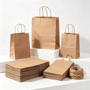 Paper Bags with Handles Kraft Brown Paper Gift Bags Bulk for Retail Party Birthday Gift Shopping Business Merchandise