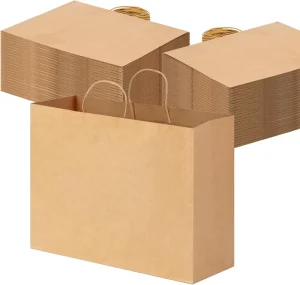 Paper Gift Bag Custom Print Logo Customized Size Kraft Paper Supermarket Packaging Bags with Hand Length Handle