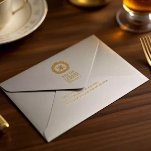 Pearl Paper Logo Envelope Custom Hot Stamping Gold Foil Envelope Brand Business Envelope Customization