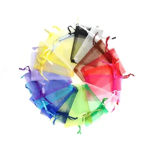 Perfume Organza Bag Customized Printing Logo Jewelry Bag Organza Gift Bag Pack Wedding Candy Pouch Accept 22 Colors