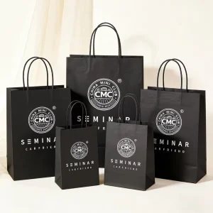 Personalize Custom Size Food Grade Kraft Paper Bag Recycled Brown Black Shopping Paper Bag With Logo Printed Kraft Paper Bag