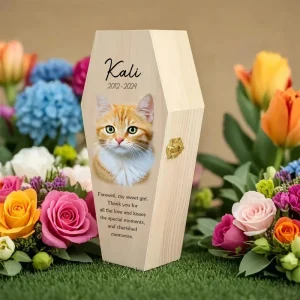 Personalized Bamboo Rectangle Casket Picture Keepsake Box Pet Memorial Urn Handcrafted Hermetic Ash Container for Pet DIY