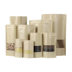 Personalized Biodegradable Recycled Plastic Kraft Paper Bag Packaging Pouch for Grain Candy Powder