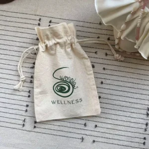 Personalized Canvas Cotton Pouch Drawstring Dust Bag With Double String for Jewelry Package