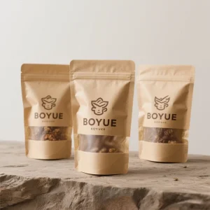 Personalized Clear Window Kraft Paper Pet Treat Bag with Ziplock Resealable Custom Logo for Small Animal Bird Food