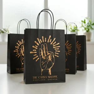 Personalized Custom Logo Kraft Paper Bag for Boutique Clothing Shop Retail Packaging Reusable Shopping Carrier Paper Bags Bulk